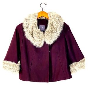 Forever 21 Dark Purple and Fur Swing Jacket. SM